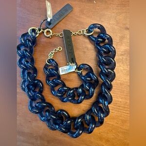 J CREW Navy Lucite chunky necklace & matching bracelet NWT